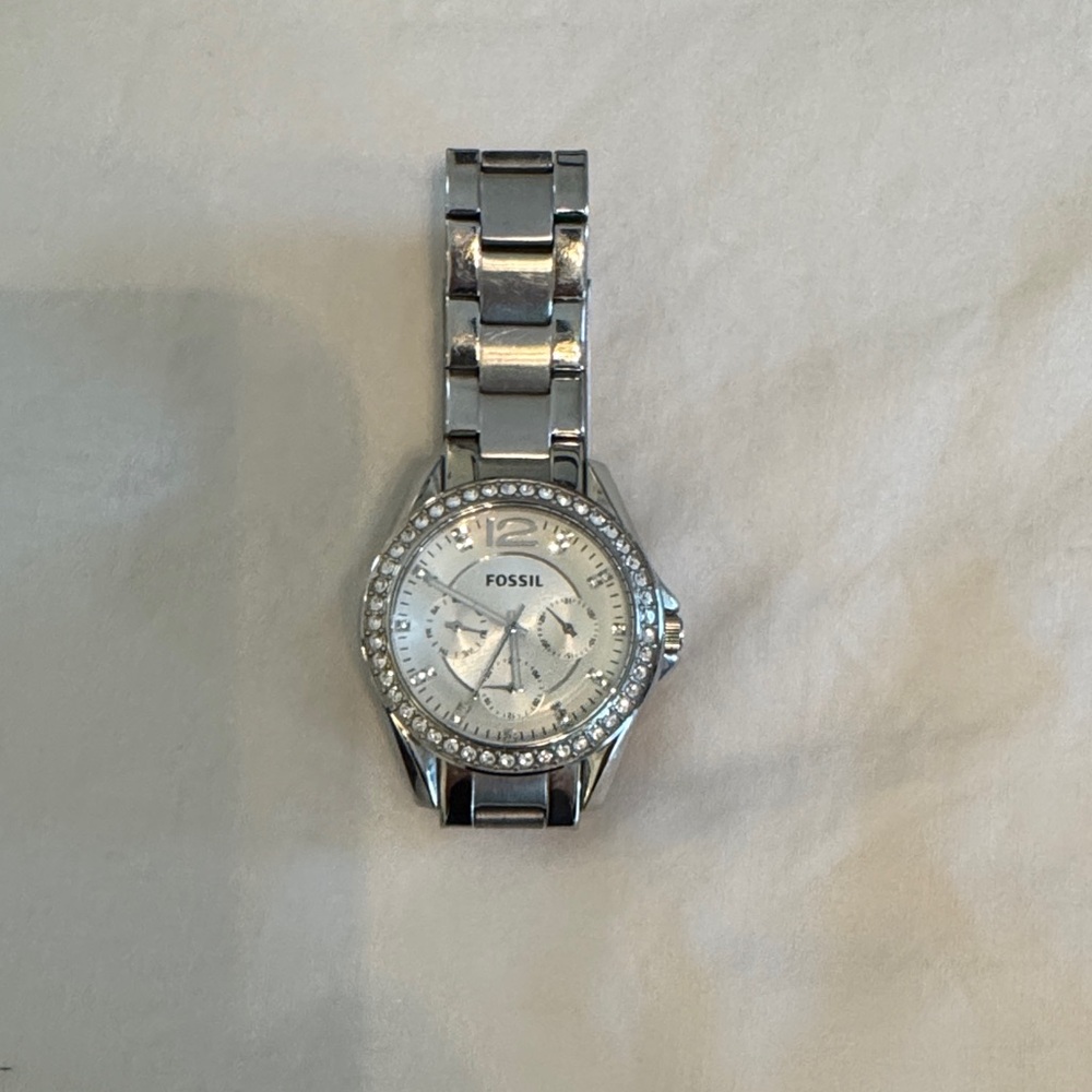 Fossil Silver Women's Watch with Crystal Accents
